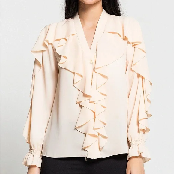 Zara light pale pink ruffle flowy blouse - Picture 5 of 6